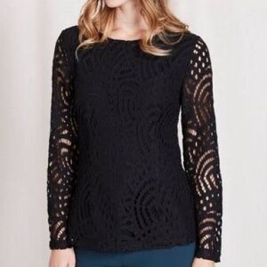 Boden Zeta Lace Ponte Top black 8